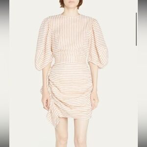 RHODE Tan brown and White Striped linen Dress